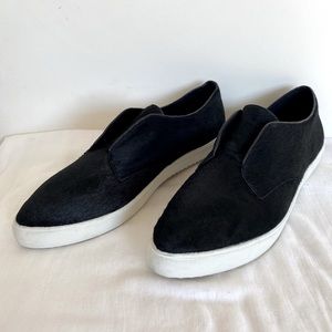 J/Slides NYC black calf hair pointed sneakers shoes